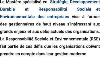 Le Mast re sp cialis en Strat gie, D veloppement Durable et Responsabilit  Sociale et Environnementale des entrepris...