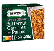 Croustillant au butternut, carottes et panais . Catalogue carrefour avril 2023