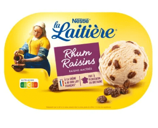 Glace Rhum Raisin LA LAITIERE .catalogue carrefour avril 2023