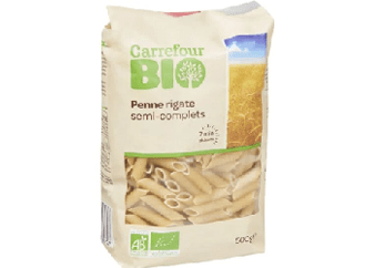 P tes Bio semi-complets Penne rigate. Catalogue carrefour avril 2023