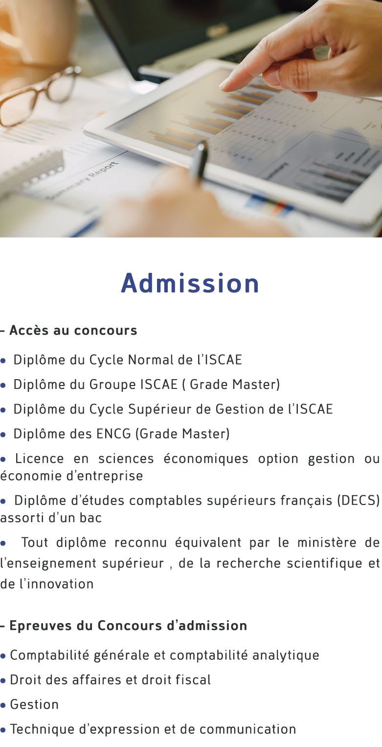 ￼ Admission Acc s au concours • Dipl me du Cycle Normal de l’ISCAE • Dipl me du Groupe ISCAE ( Grade Master) • Dipl m...