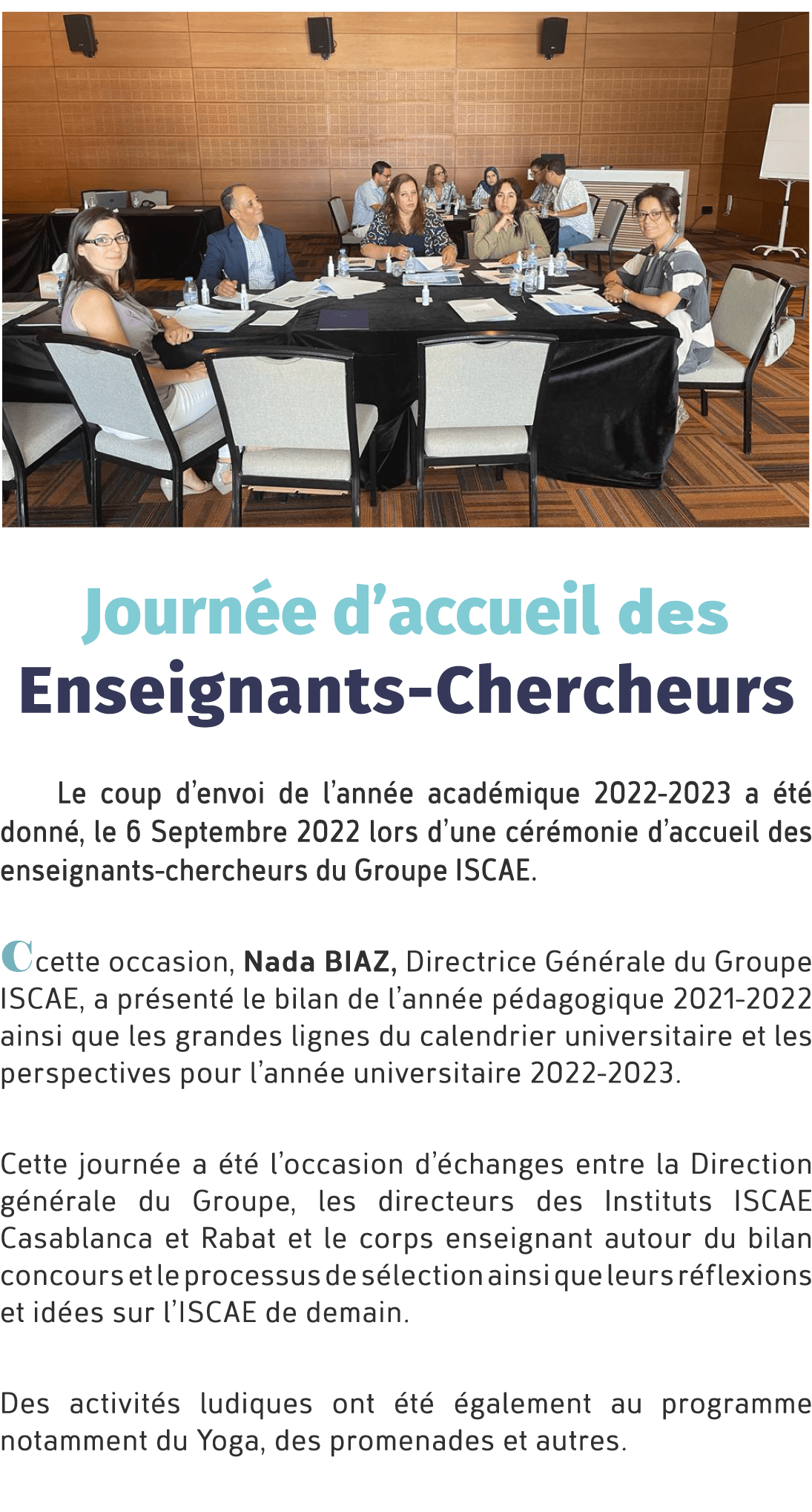  ￼ Journ e d’accueil des Enseignants Chercheurs Le coup d’envoi de l’ann e acad mique 2022 2023 a t  donn , le 6 Sep...