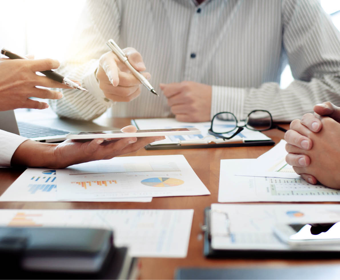 business executives consulting negotiation meeting in office.