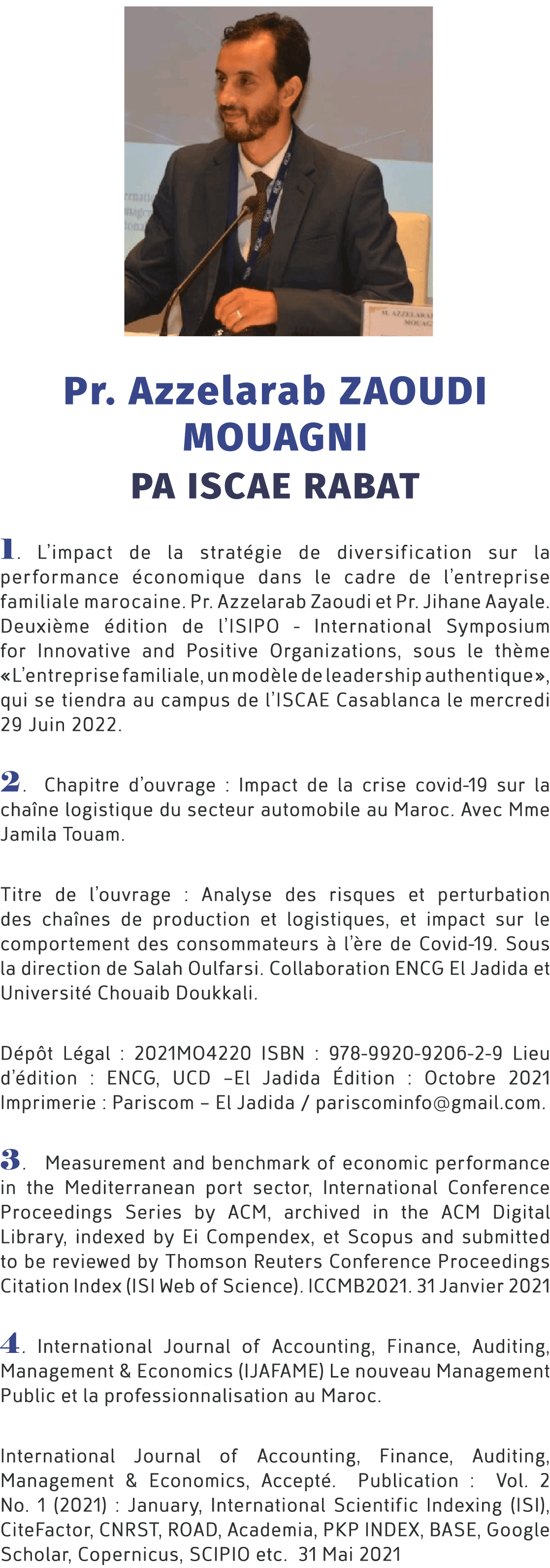 ￼ Pr. Azzelarab ZAOUDI MOUAGNI PA ISCAE RABAT 1. L’impact de la strat gie de diversification sur la performance cono...