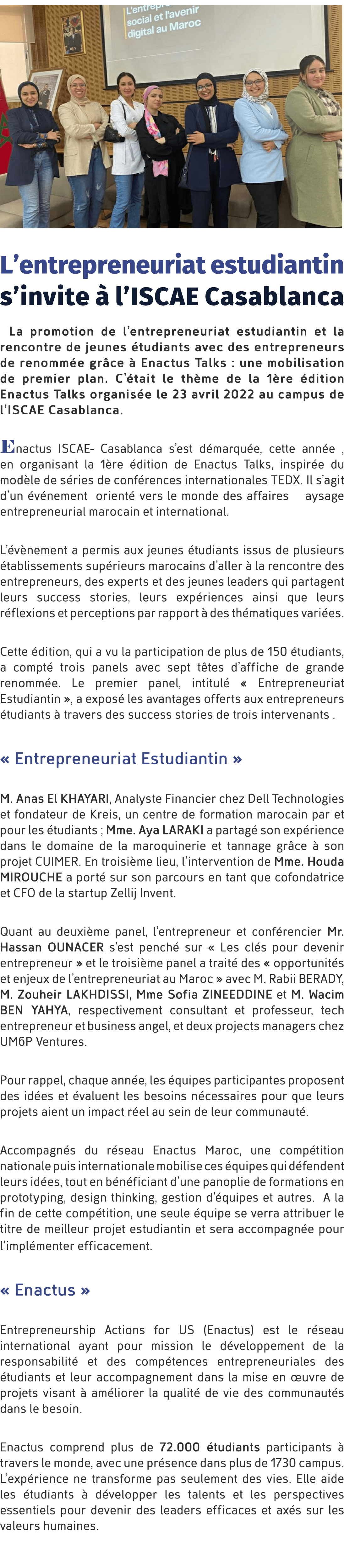  ￼ L’entrepreneuriat estudiantin s’invite  l’ISCAE Casablanca La promotion de l’entrepreneuriat estudiantin et la re...